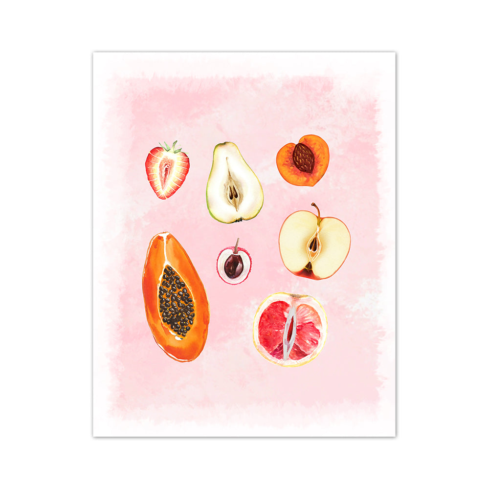 Sliced Fruit Feminism Poster, Sliced Feminine Fruit, Body Positivity, Signed Art Print, 9 Different fruits Print, Funny Bathroom, Bathroom Decor