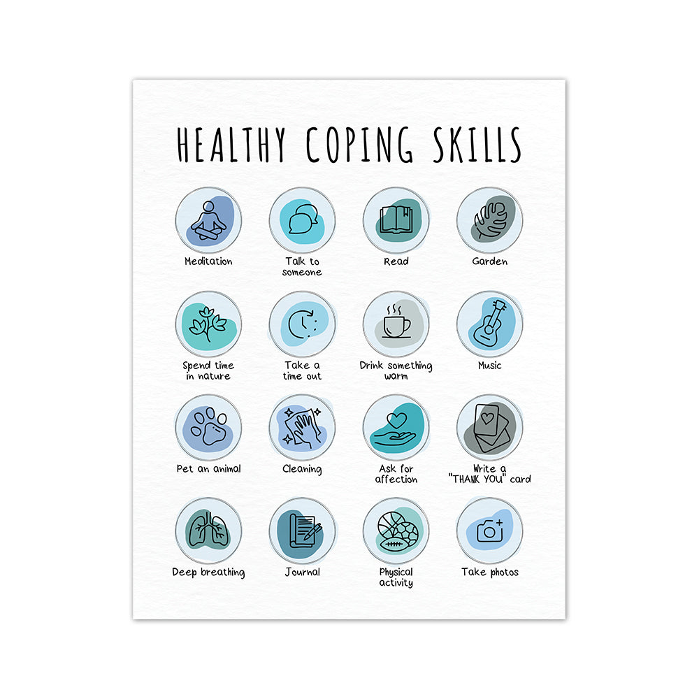 Healthy Coping Skills Poster, 16"x20" Mental Health, Classroom Decor, Therapy Office Decor, Self-care, Awareness, Calm Down Corner Poster No Frame