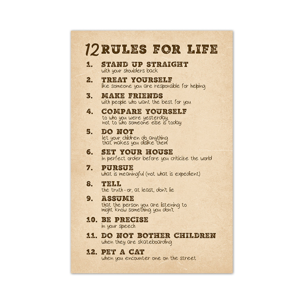 12 Rules for Life Motivational Poster 16"x24", Educationa Life Print, Success Positive For Life Poster